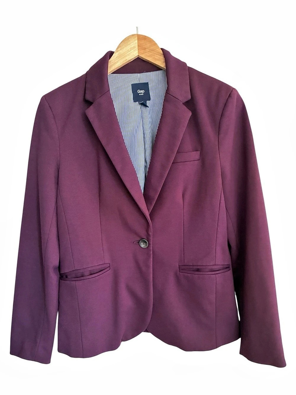Gap Corporate Chic Minimalist Fall Autumn Blazer in Purple Wine Burgundy Sz 6